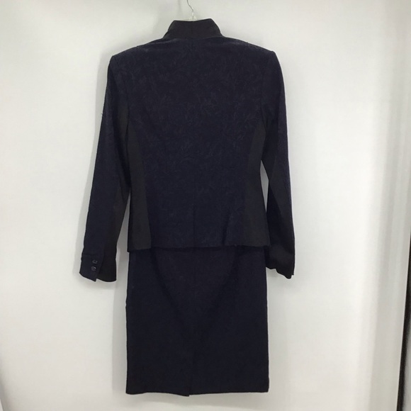 CACHE’ Jacquard Floral Lace Overlay Blazer & Skirt 2 Pc Set Black/Navy Size 2 - Picture 9 of 12